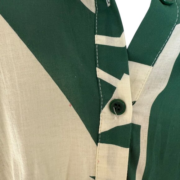 Zara Abstract Print Button Down Midi Dress Green Large NEW - Picture 7 of 8